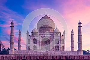 Taj Mahal ivory white marble mausoleum in the Indian city of Agra, Uttar Pradesh, India, Taj Mahal beautiful landmark, Symbol of