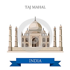 Taj Mahal mausoleum in Agra, India vector flat attraction photo