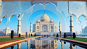 The Taj Mahal is a mausoleum-mosque located in Agra, India, on the banks of the Jamna River, built by order of the