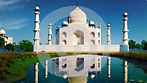 The Taj Mahal is a mausoleum-mosque located in Agra, India, on the banks of the Jamna River, built by order of the