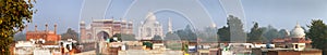 Taj Mahal over the city, panoramic view, Agra India