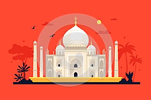 Taj Mahal Palace - modern colored vector illustration