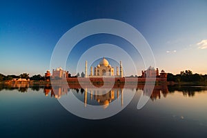 Taj Mahal reflected in river