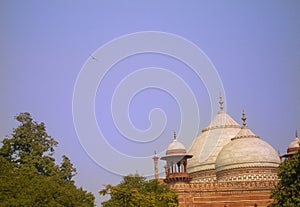 Taj Mahal`s adjacent buildings. Agra, India.Muslim islamic architecture style