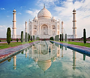 Taj Mahal in sunrise light.