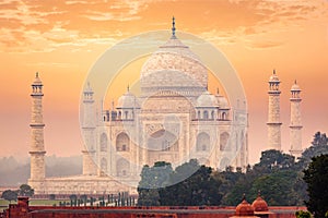 Taj Mahal on sunrise sunset, Agra, India photo