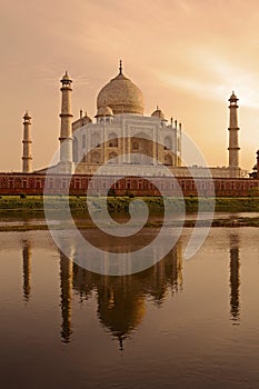 Taj Mahal at sunset.