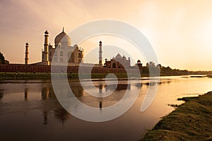 Taj Mahal at sunset.