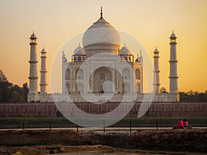 The Taj Mahal at Sunset in Agra, India