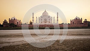 The Taj Mahal at Sunset in Agra, India