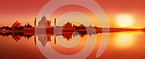 Taj Mahal during sunset in Agra, India photo