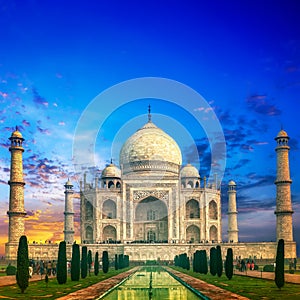 Taj Mahal India Sunset photo