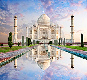 Taj Mahal in sunset light, Agra, India