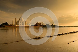 Taj Mahal in sunset scene