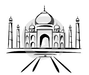 Taj mahal symbol in black lines