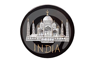 Taj Mahal Temple world famous landmark refrigerator magnet from India isolated on white