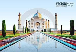 The Taj Mahal. White marble mausoleum on the south bank of the Yamuna river in the Indian city of Agra, Uttar Pradesh photo