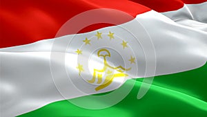 Tajik flag Closeup 1080p Full HD 1920X1080 footage video waving in wind. National Dushanbeâ€Ž 3d Tajik flag waving. Sign Tajiki