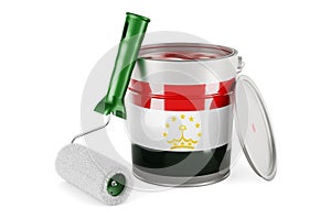 Tajik flag on the paint can, 3D rendering