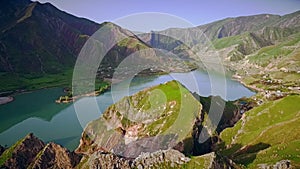 Tajikistan air drone copter airshooting river Nurek