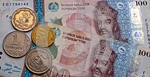 Tajikistan currency somoni banknotes and coins