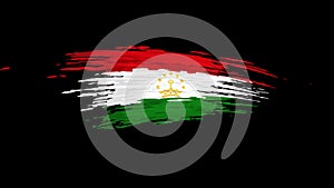 Tajikistan flag animation. Brush painted tajik flag, transparent background. Brush strokes. Tajikistan state patriotic national