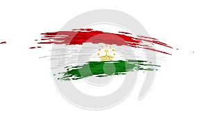 Tajikistan flag animation. Brush painted tajik flag, white background. Tajikistan state patriotic national banner template.