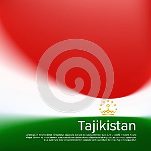 Tajikistan flag background. Blurred pattern in the colors of the tajik flag, business booklet. National banner, poster of