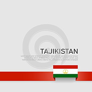 Tajikistan flag background. State patriotic tajik banner, cover. Ribbon color flag of tajikistan on a white background. National