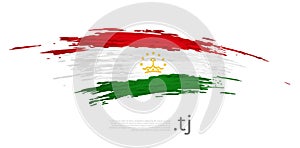 Tajikistan flag. Brush strokes, grunge. Drawn tajik flag on white background. Vector design for national holiday, poster, template