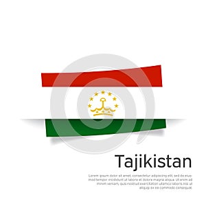 Tajikistan flag in paper cut style. Creative background in tajik flag colors for holiday card design. National Poster. State