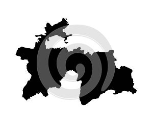 Tajikistan Map. Tajikistani Country Map. Black and White Tajik National Nation Geography Outline Border Boundary Territory Shape V