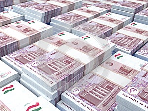 Tajikistan money. Somoni  banknotes. 3 TJS Tajik bills. 3d illustration