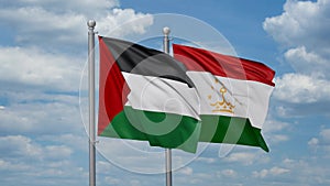 Tajikistan and Palestine two flags