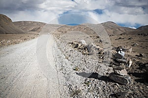 Tajikistan. Pamir highway. Road to the clouds. Toned