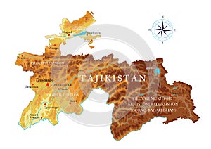 Tajikistan physical map photo