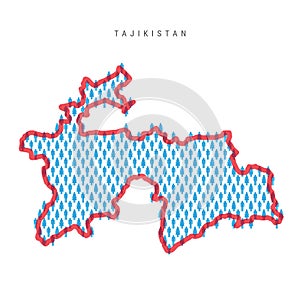 Tajikistan population map. Stick figures Tajik people map. Pattern of men and women. Flat vector illustration