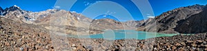 Tajikistan turquoise lake panorama