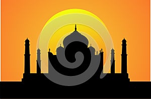 Tajmahal in sunset background vector illustration