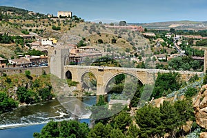 Tajo river and the Alcantara bridge, Toledo, Spain