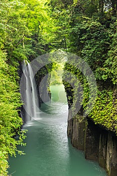 Takachiho gorge and waterfall in Miyazaki, Kyushu, Japan photo