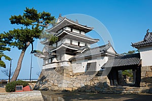 Takamatsu Castle Tamamo Park in Takamatsu, Kagawa, Japan. The Castle originally built in 1590 and