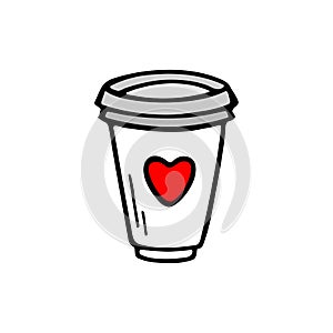 Take away coffee cup. Hand drawn vector illustration. Coffee to go