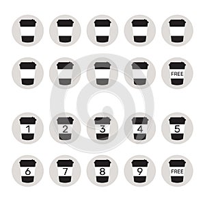 Take away coffee loyalty card concept. Buy 9 cups and get 1 for free