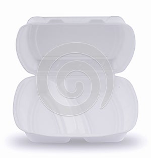 Take away fast food packaging on white background