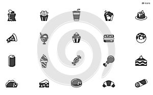 Take away food and drinks linear icons set stock illustration Black Color