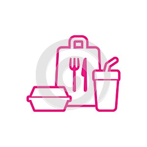 Take away food package icon. Fast food package line icon.