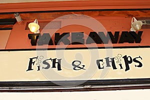 Take Away sign. Fish & Chips sign