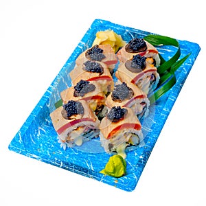 Take away sushi express on plastic tray