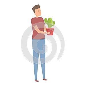 Take cactus pot icon cartoon vector. Company cleaner